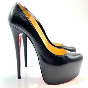 Christian Louboutin Daffodile 160 Black Leather Platform Pumps Euro 38
